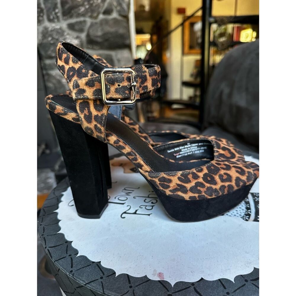 Mossimo Supply Co. Leopard Print Platform Block Heel Sandal - Black and Brown